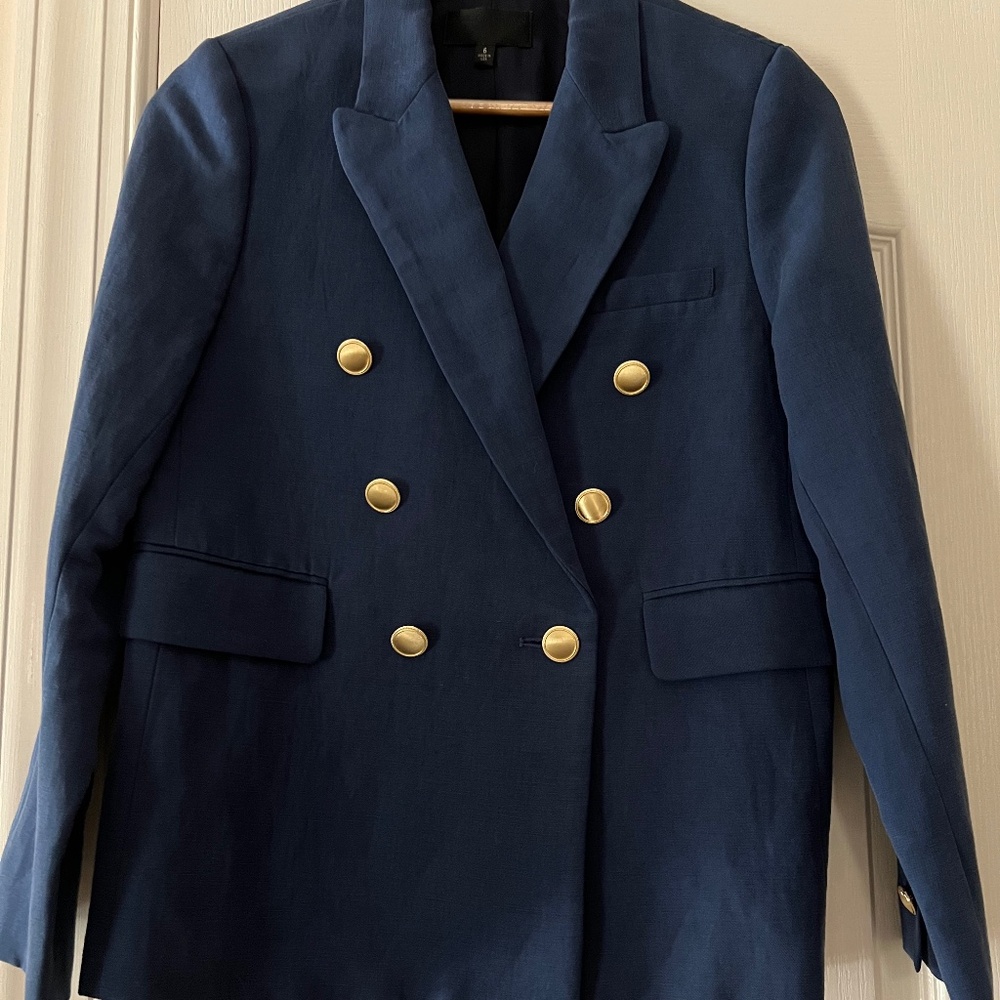 Nili Lotan Henry Blue Double-Breasted Blazer Size 6